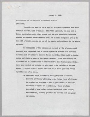 [Letter from Pan American Exploration Company, August 21, 1951]