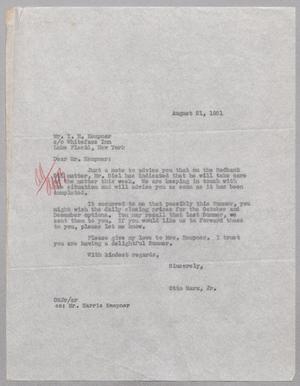 [Letter from I. H. Kempner to Otto Marx, Jr., August 21, 1951]