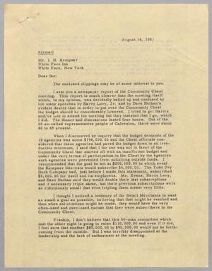 [Letter from Daniel W. Kempner to I. H. Kempner, August 14, 1951]
