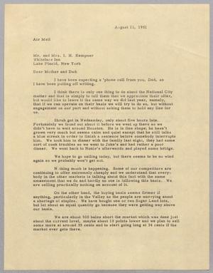 [Letter from Harris Leon Kempner to Mr. and Mrs. I. H. Kempner, August 11, 1951]