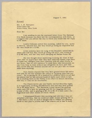 [Letter from Daniel W. Kempner to I. H. Kempner, August 7, 1951]