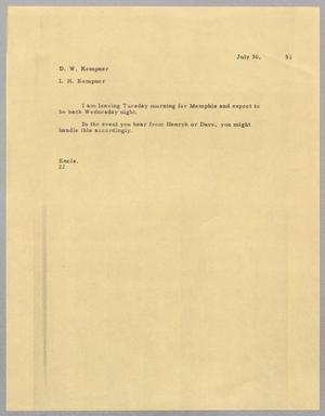 [Letter from Daniel Webster Kempner to Isaac Herbert Kempner, July 30, 1951]