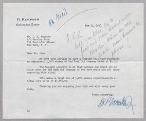 Primary view of object titled '[Letter from A. H. Blackshear, Jr. to I. H. Kempner, May 14, 1951]'.
