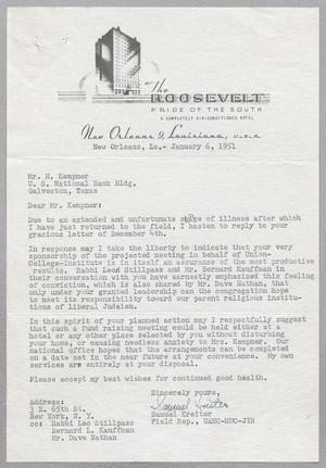 [Letter from Samuel Kreiter to I. H. Kempner, January 6, 1951]