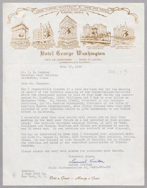 [Letter from Samuel Kreiter to I. H. Kempner, November 30, 1950]