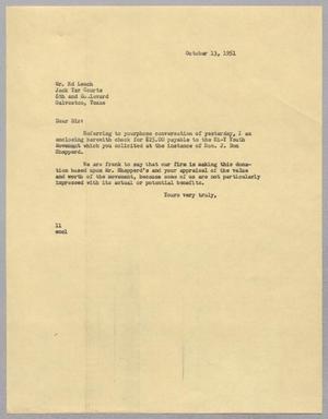 [Letter from I. H. Kempner to Mr. Ed Leach, October 13, 1951]