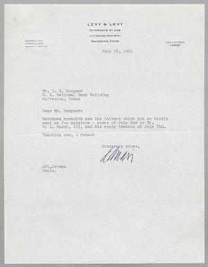 [Letter from Adrian F. Levy, Jr. to Mr. I. H. Kempner, July 28, 1951]