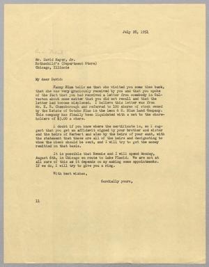 [Letter from I. H. Kempner to Mr. David Mayer, Jr., July 28, 1951]