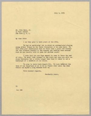 [Letter from I. H. Kempner to Mr. Otto Marx, Jr., July 2, 1951]
