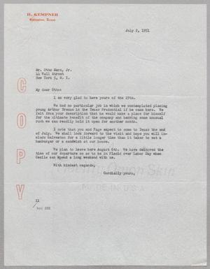 [Copy of a Letter from I. H. Kempner to Mr. Otto Marx, Jr., July 2, 1951]