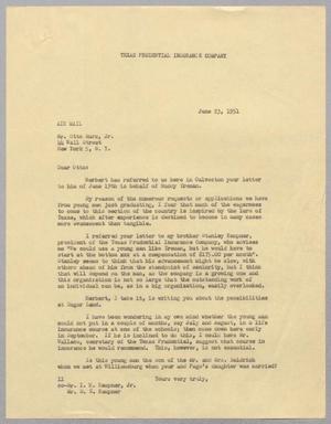 [Letter from I. H. Kempner to Mr. Otto Marx, Jr., June 23, 1951]