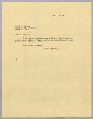 Primary view of object titled '[Letter from I. H. Kempner to J. A. Manning, April 26, 1951]'.
