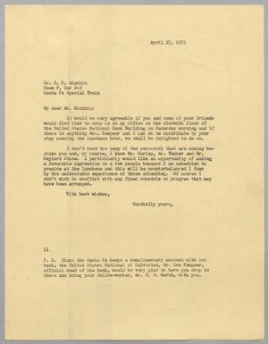 [Letter from I. H. Kempner to Mr. G. H. Minchin, April 25, 1951]