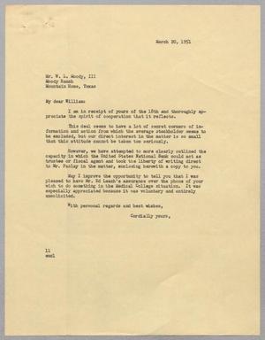 Primary view of object titled '[Letter from I. H. Kempner to Mr. W. L. Moody, III, March 20, 1951]'.