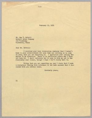 [Letter from I. H. Kempner to Mr. Sam V. McNeill, February 15, 1951]