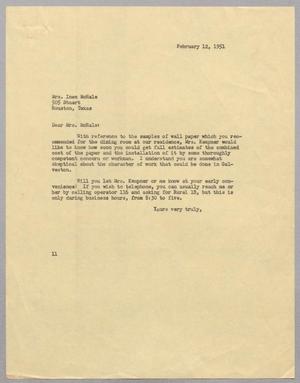 [Letter from I. H. Kempner to Mrs. Inez McHale, February 12, 1951]