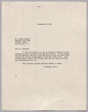 [Letter from I. H. Kempner to Mr. Howard Sheperd, December 26, 1951]