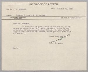 [Inter-Office Letter from Thomas L. James to Isaac Herbert Kempner, October 23, 1951]