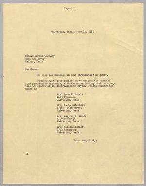 [Letter from I. H. Kempner to Neiman-Marcus Company, June 11, 1951]