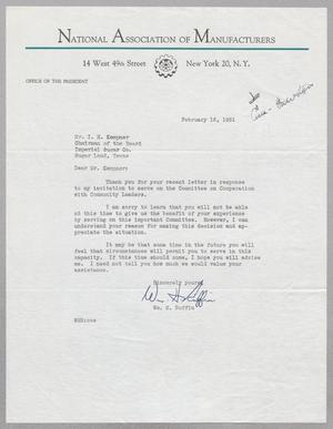 [Letter from William H. Ruffin to Mr. I. H. Kempner, February 16, 1951]