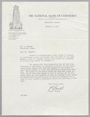 [Letter from O. E. Boulet to Mr. H. Kempner, January 4, 1951]
