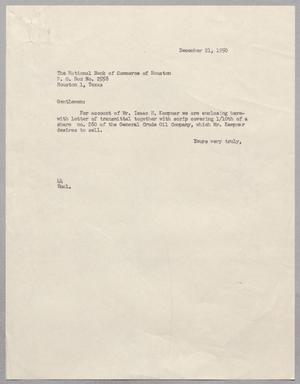 [Letter from A. H. Blackshear, Jr. to the National Bank of Commerce of Houston, December 21, 1950]