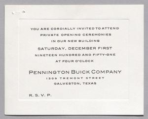 [Invitation from the Pennington Buick Company]
