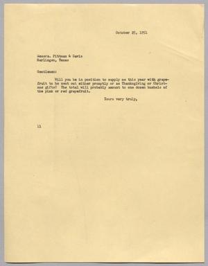 [Letter from Isaac H. Kempner to Pittman & Davis, October 25, 1951]