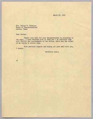 [Letter from Isaac Herbert Kempner to Dudley W. Peterson, March 23, 1951]