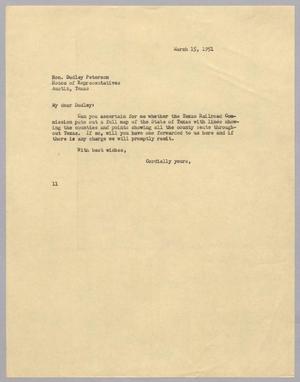 [Letter from I. H. Kempner to Hon. Dudley Peterson, March 15, 1951]