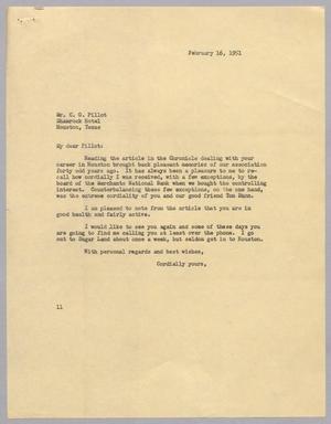 [Letter from I. H. Kempner to Mr. C. G. Pillot, February 16, 1951]