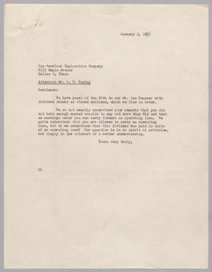 [Letter from I. H. Kempner to Pan American Exploration Company, January 2, 1951]