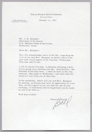 [Letter from W. W. Overton, Jr. to Mr. I. H. Kempner, October 11, 1951]