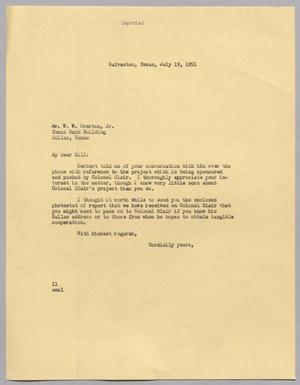 [Letter from I. H. Kempner to W. W. Overton, Jr., July 19, 1951]