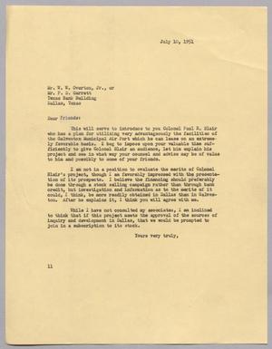 [Letter from I. H. Kempner to Mr. W. W. Overton, Jr., or Mr. P. B. Garrett, July 10, 1951]