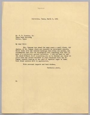 [Letter from I. H. Kempner to Mr. W. W. Overton, Jr., March 9, 1951]