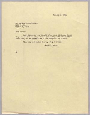[Letter from I. H. Kempner to Mr. and Mrs. Henry Renfert, January 15, 1951]