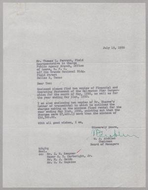 [Letter from W. J. Aicklen to Thomas L. Ferratt, July 15, 1950]