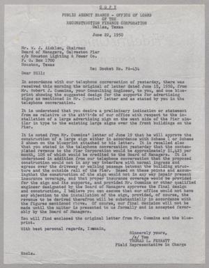 [Letter from Thomas L. Ferratt to W. J. Aicklens, June 22, 1950]