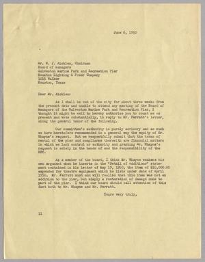 [Letter from Isaac H. Kempner to W. J. Aicklen, June 6, 1950]