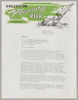 [Letter from Galveston Pier Corporation to Isaac H. Kempner, January 11, 1951]