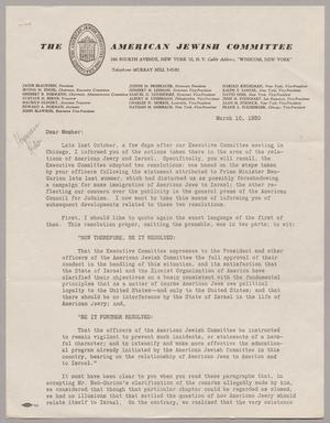 [Letter from the American Jewish Committee, March 10, 1950]