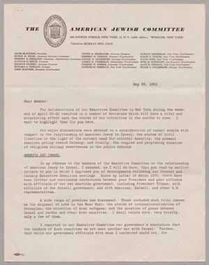 Primary view of object titled '[Letter from The American Jewish Committee, May 26, 1950]'.