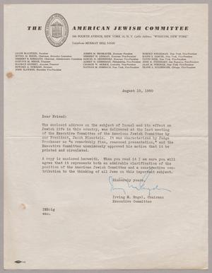[Letter from The American Jewish Committee, August 10, 1950]