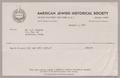 Text: [Invoice for Annual Dues: American Jewish Historical Society. January…