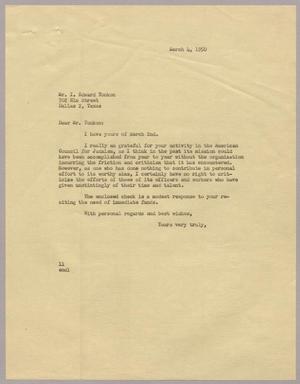 [Letter from Mr. I. H. Kempner to Mr. I. Edward Tonkon, March 4, 1950]