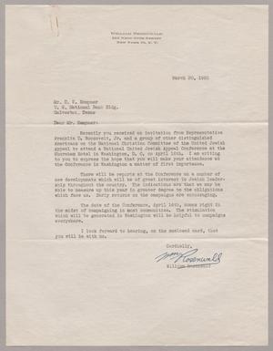 [Letter from William Rosenwald to Mr. D. W. Kempner, March 30, 1950]