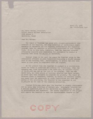 [Letter from Herbert Herritt to Mr. David Nathan, April 17, 1950]