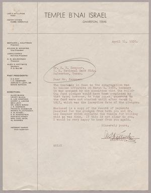[Letter from Alex. S. Kottwitz to Mr. I. H. Kempner, April 14, 1950]