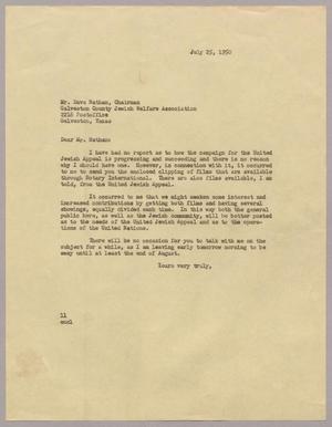 [Letter from I. H. Kempner to Mr. Dave Nathan, July 25, 1950]